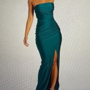 Teal Strapless Long Dress